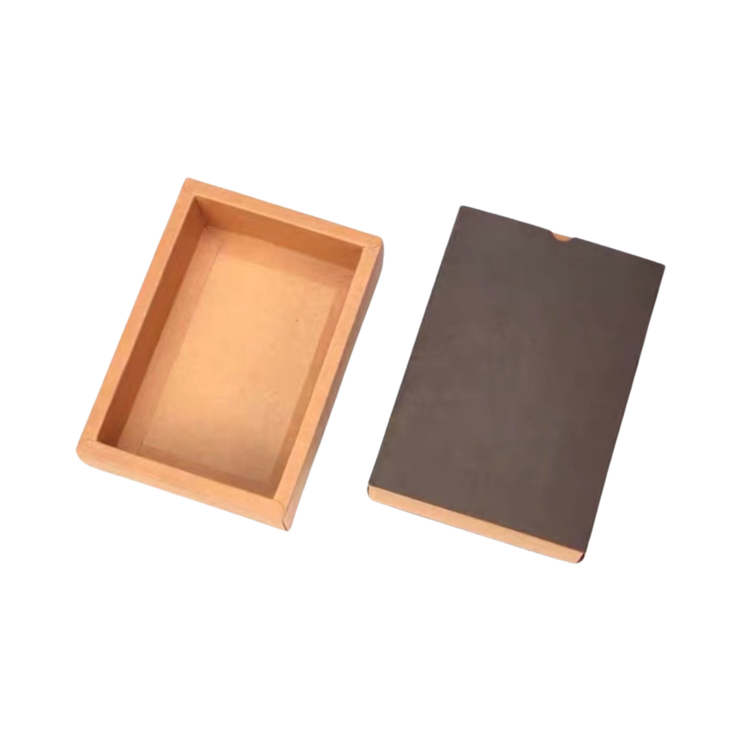 Rectangular brown cowhide drawer box (100g)