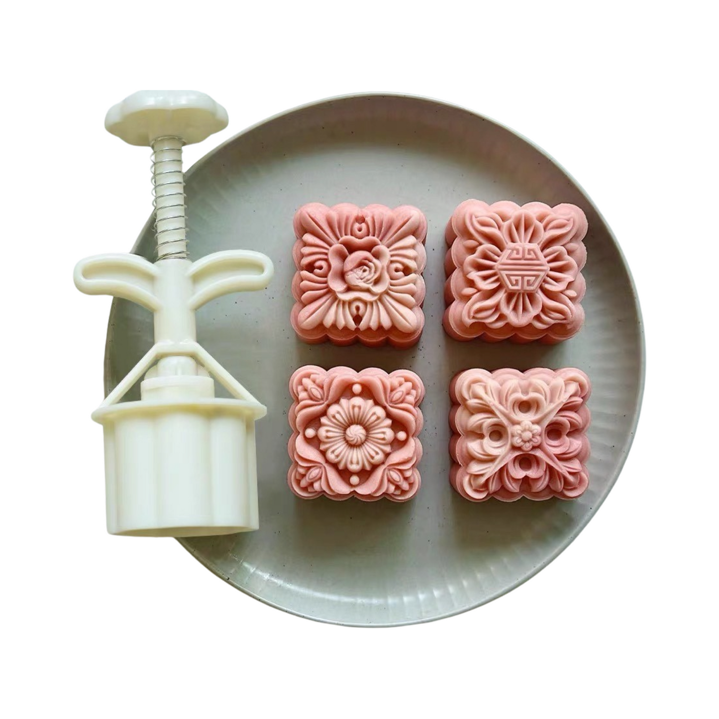 Classic square mooncake mold 75g - 4 pieces of flowers