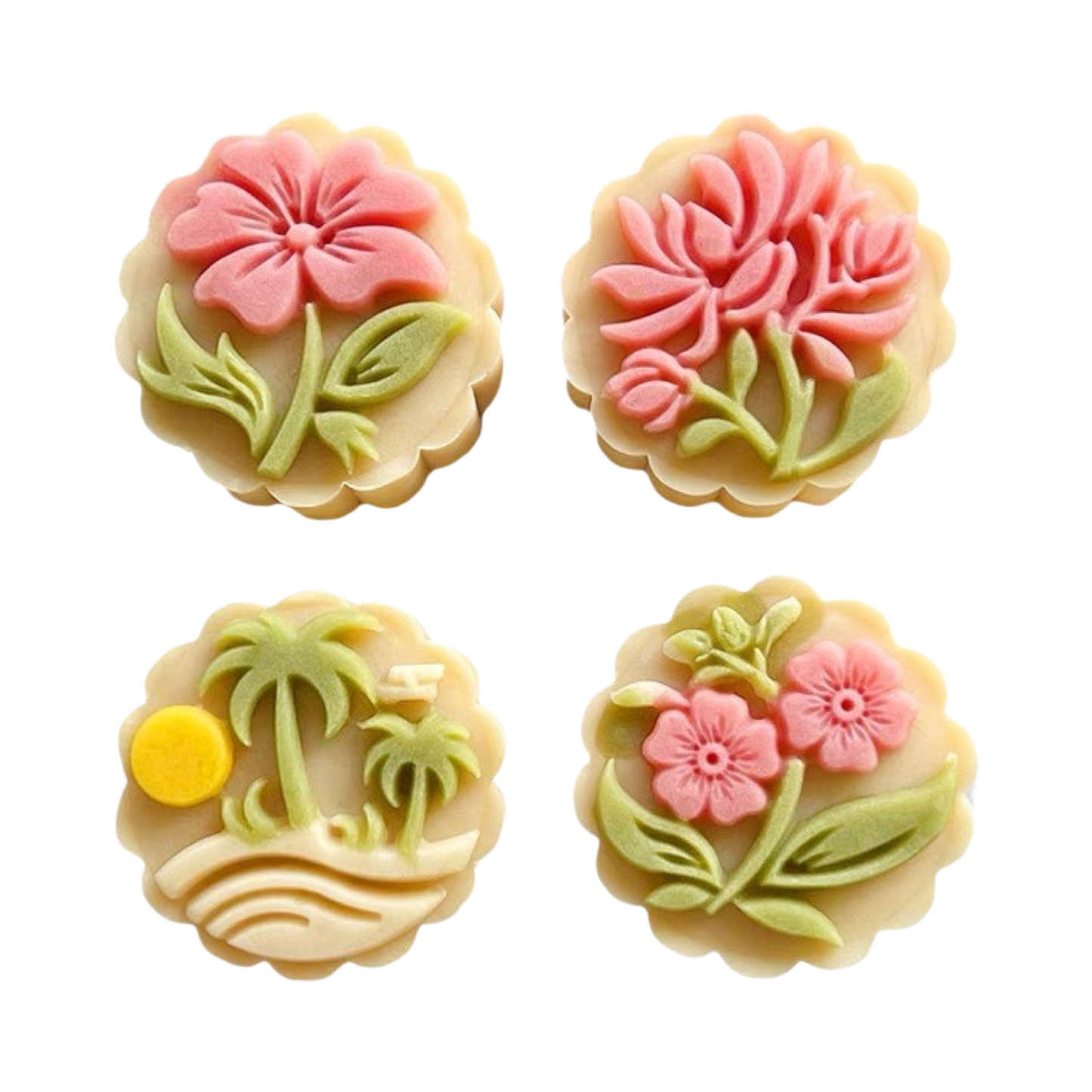 Three-dimensional summer beach mooncake mold 50g