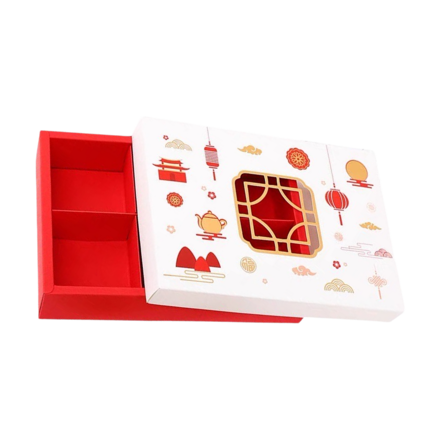 Red bottom skylight six-compartment packaging box (50~80g)