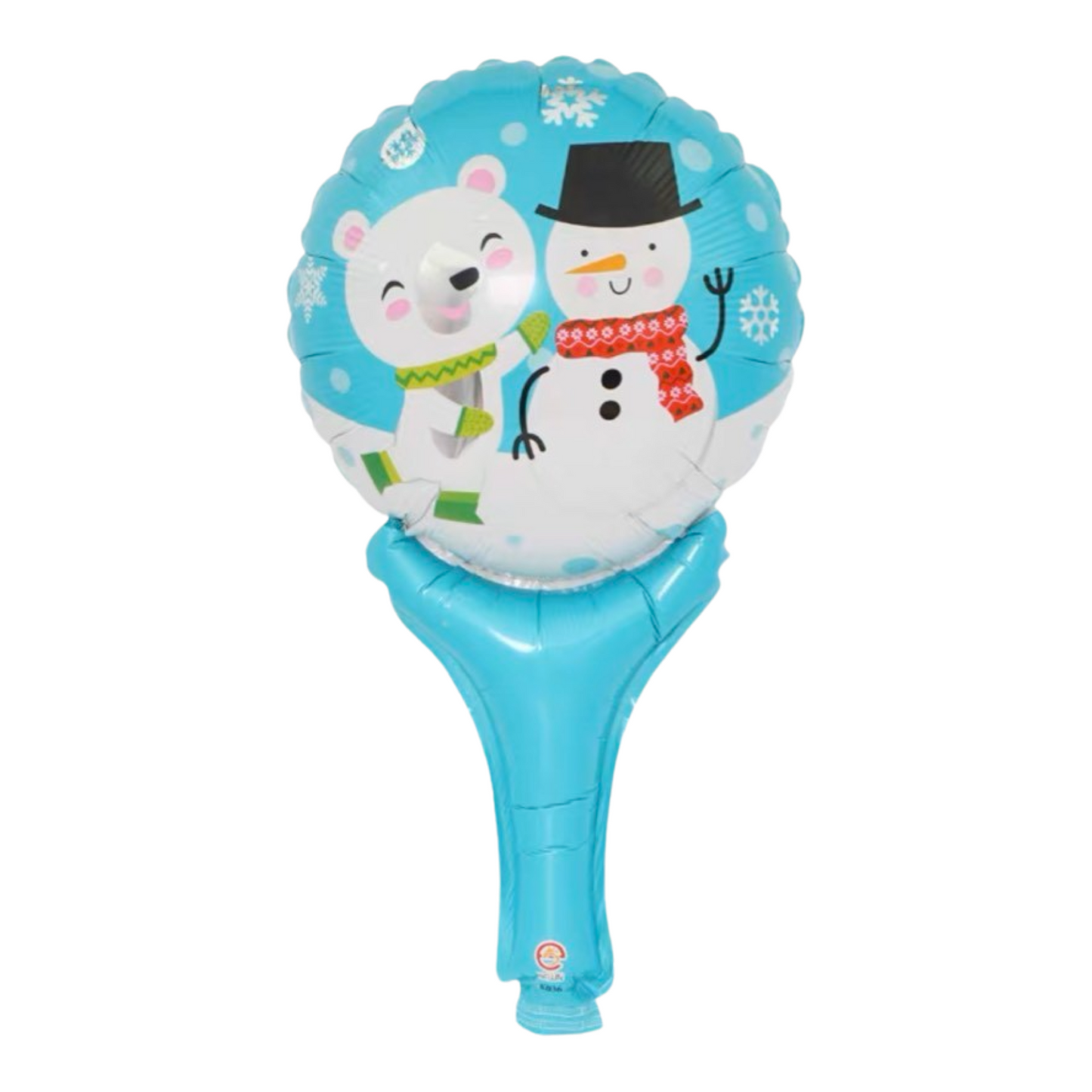 18-inch snowman holding balloon - blue