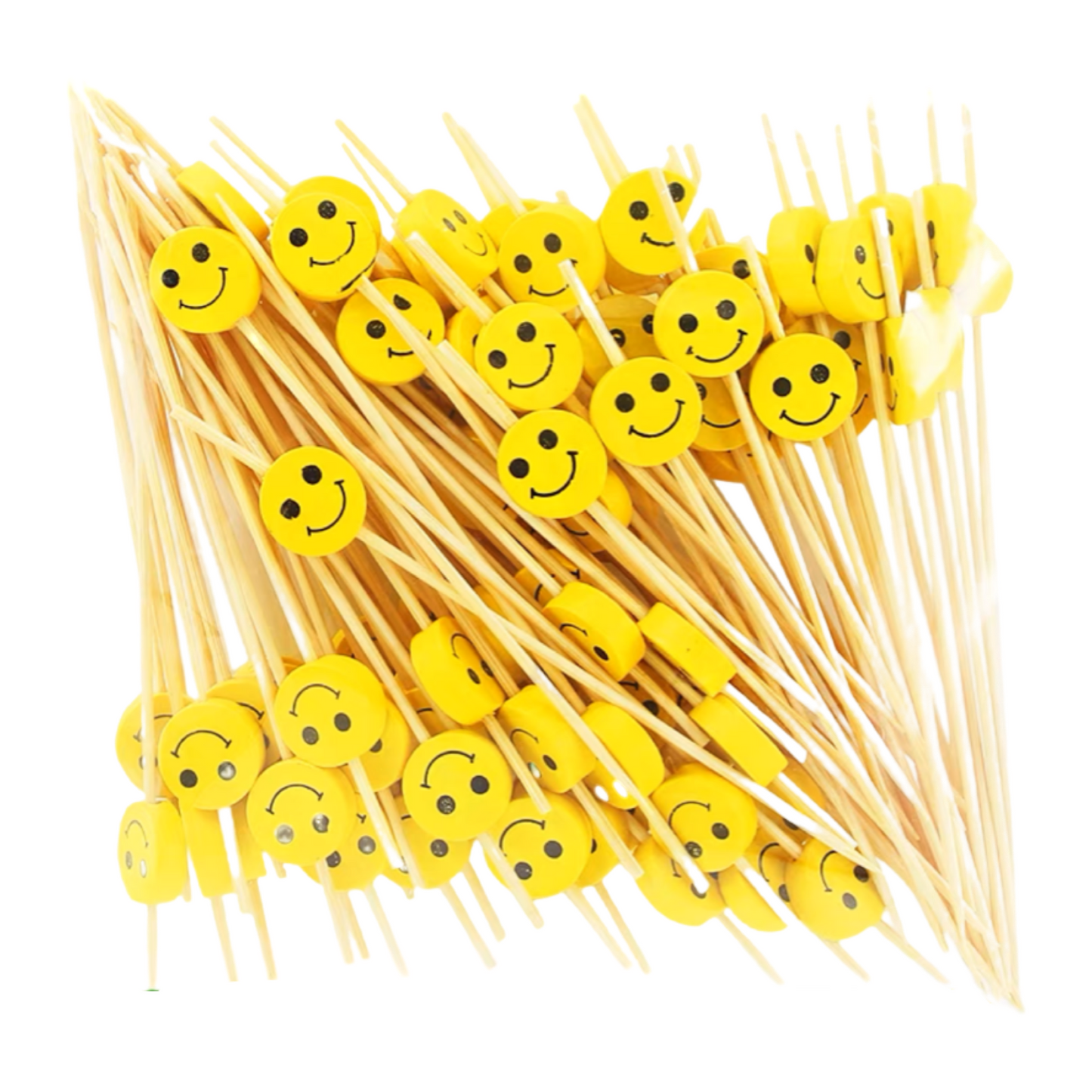 Yellow Smiley Fruit Pick - 12cm