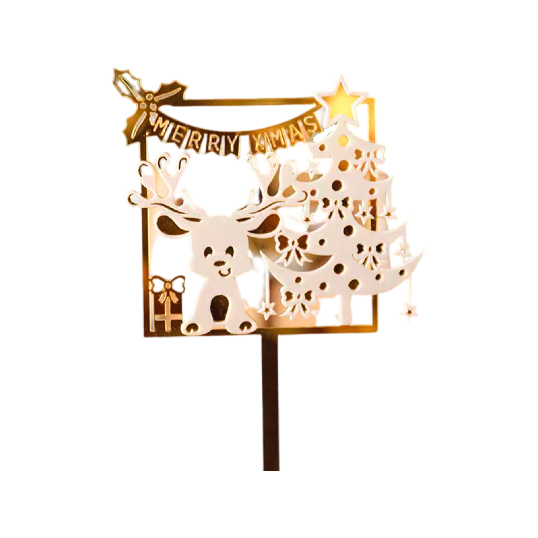 Dumb glue Christmas cake decoration plate (gold)