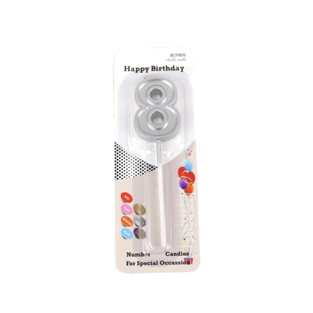 Silver Number Candle(8)