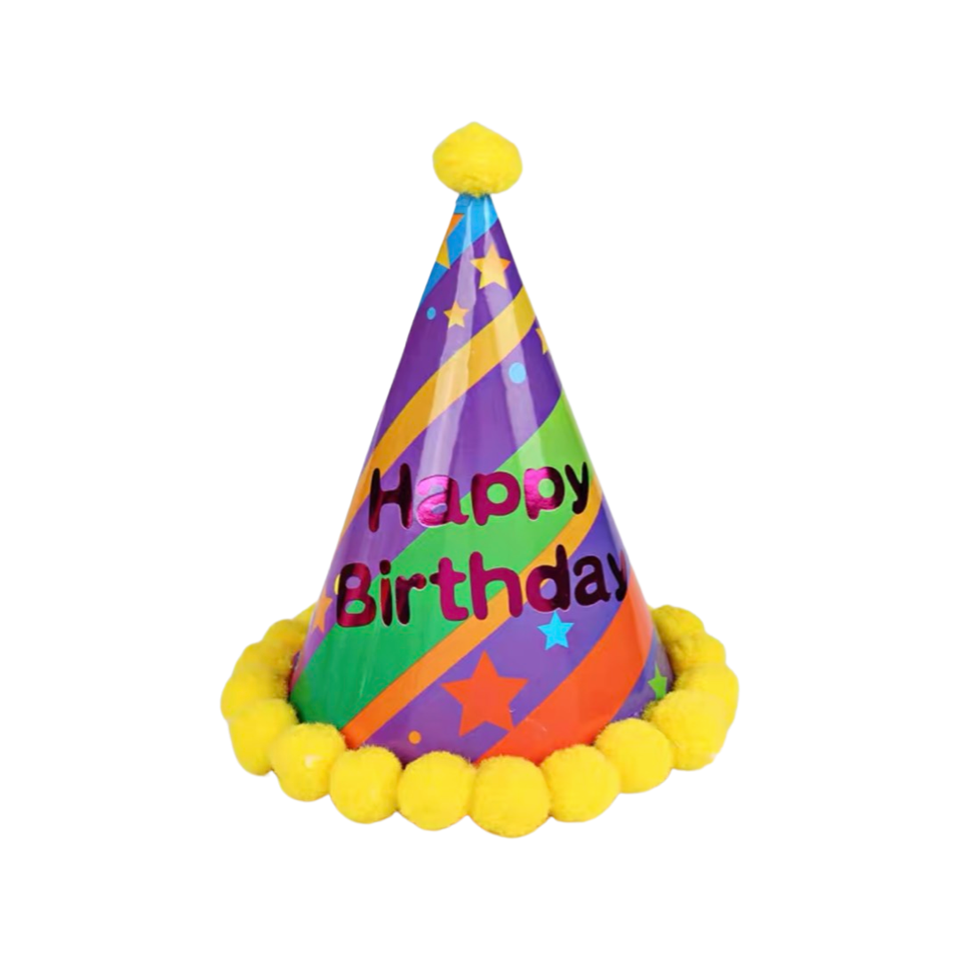 Five-star twill yellow ball birthday hat