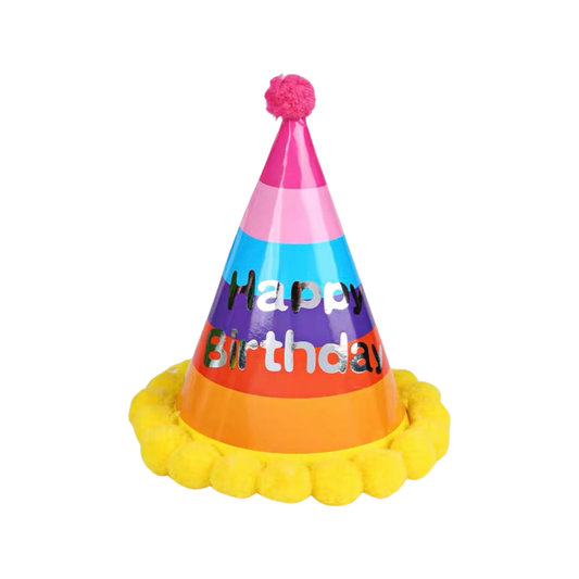 黃色七彩生日帽