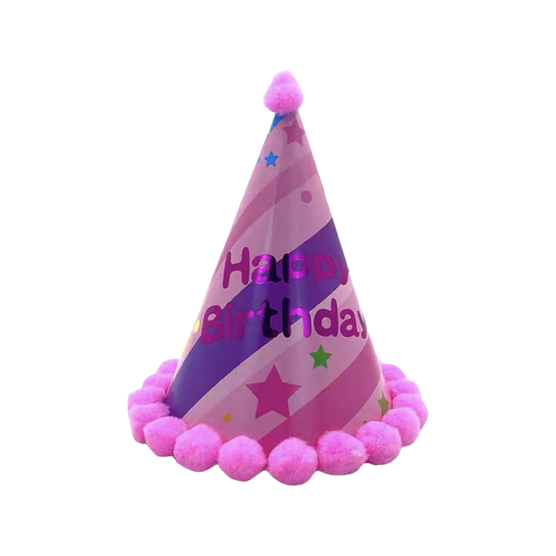 Pink Star Twill Birthday Hat