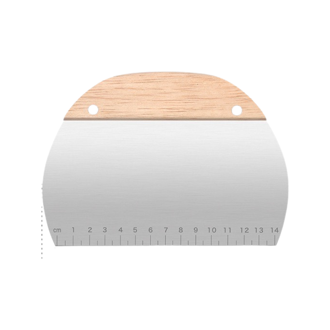 Stainless steel dough cutter with straight handle (with scale)