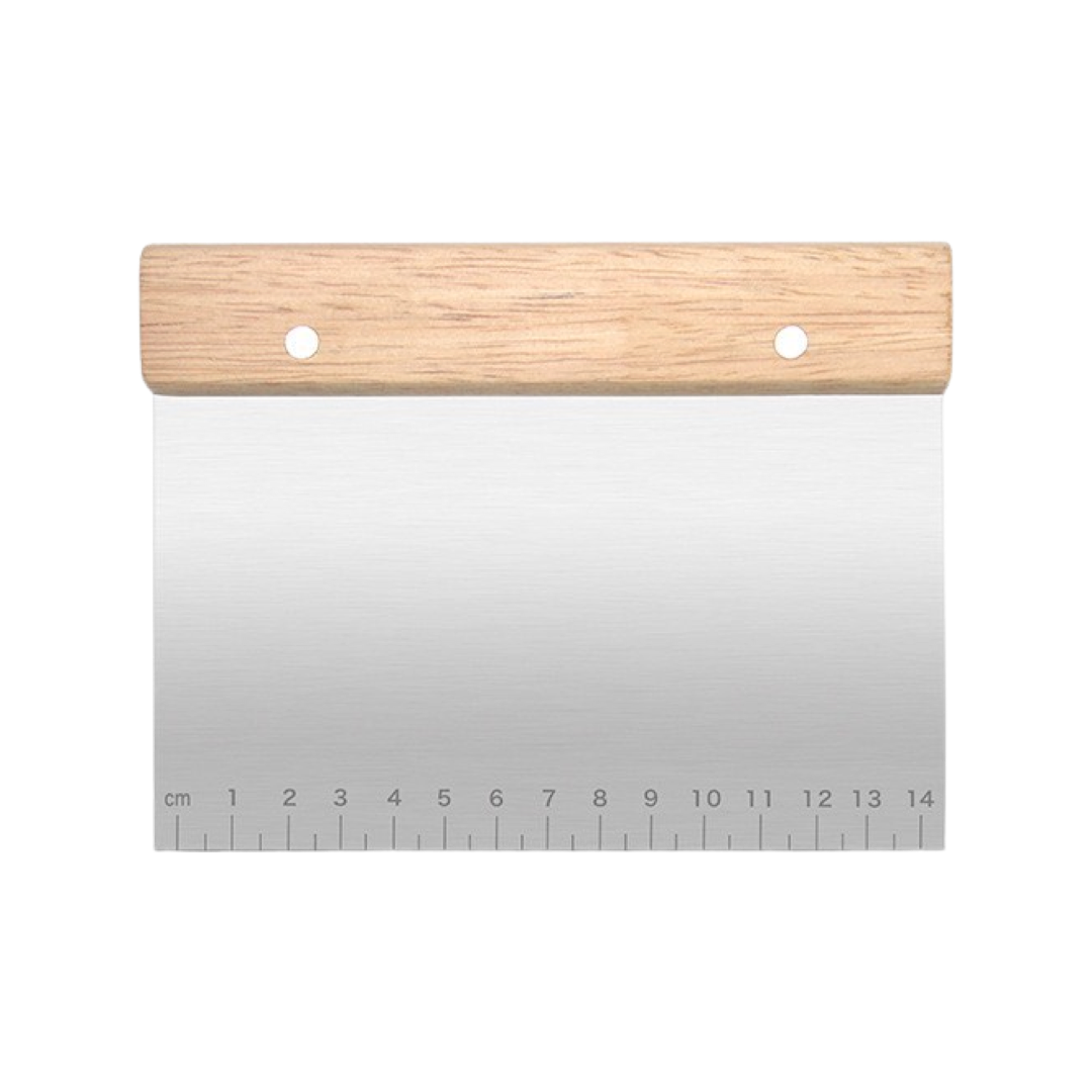 Stainless steel dough cutter with straight handle (with scale)