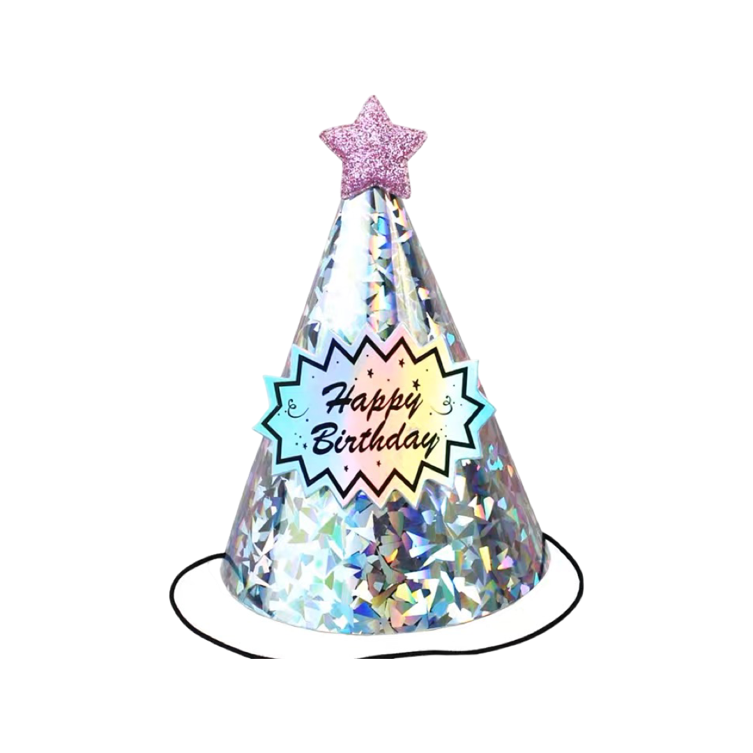 Silver glass birthday hat