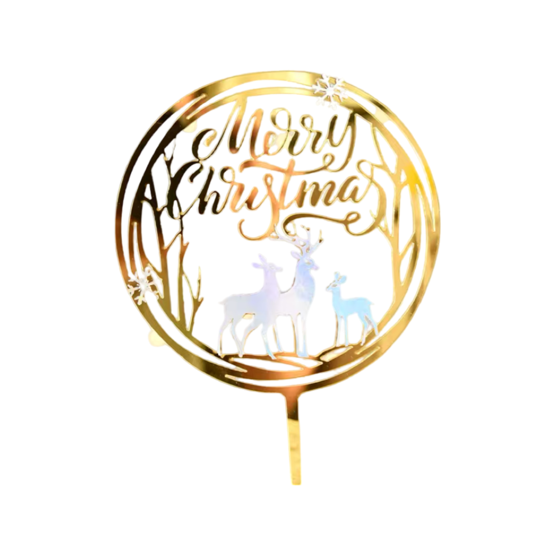 Dumb glue Christmas cake decoration plate (gold)