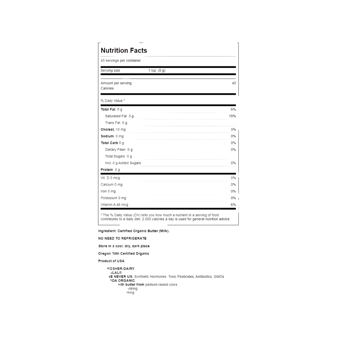 Organic Valley Ghee Clarified Butter美國有機草飼牛酥油(無水牛油)