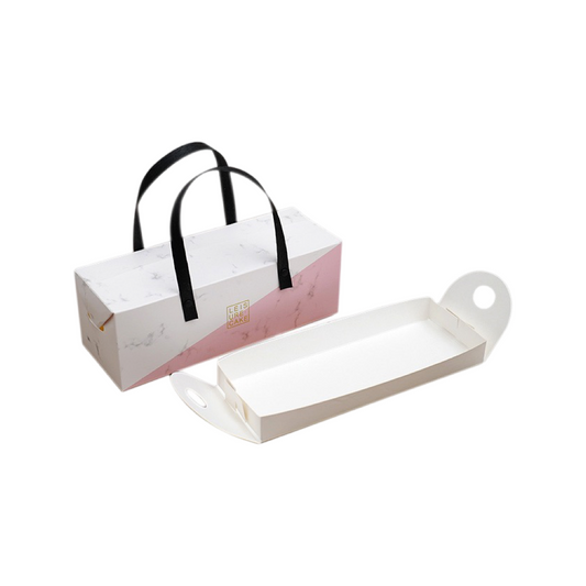 粉白手提蛋糕卷盒(含底托)