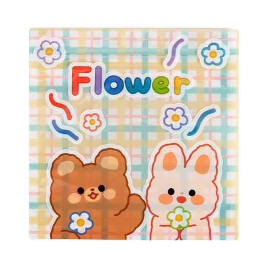 格子小熊小兔Flower拉鏈袋