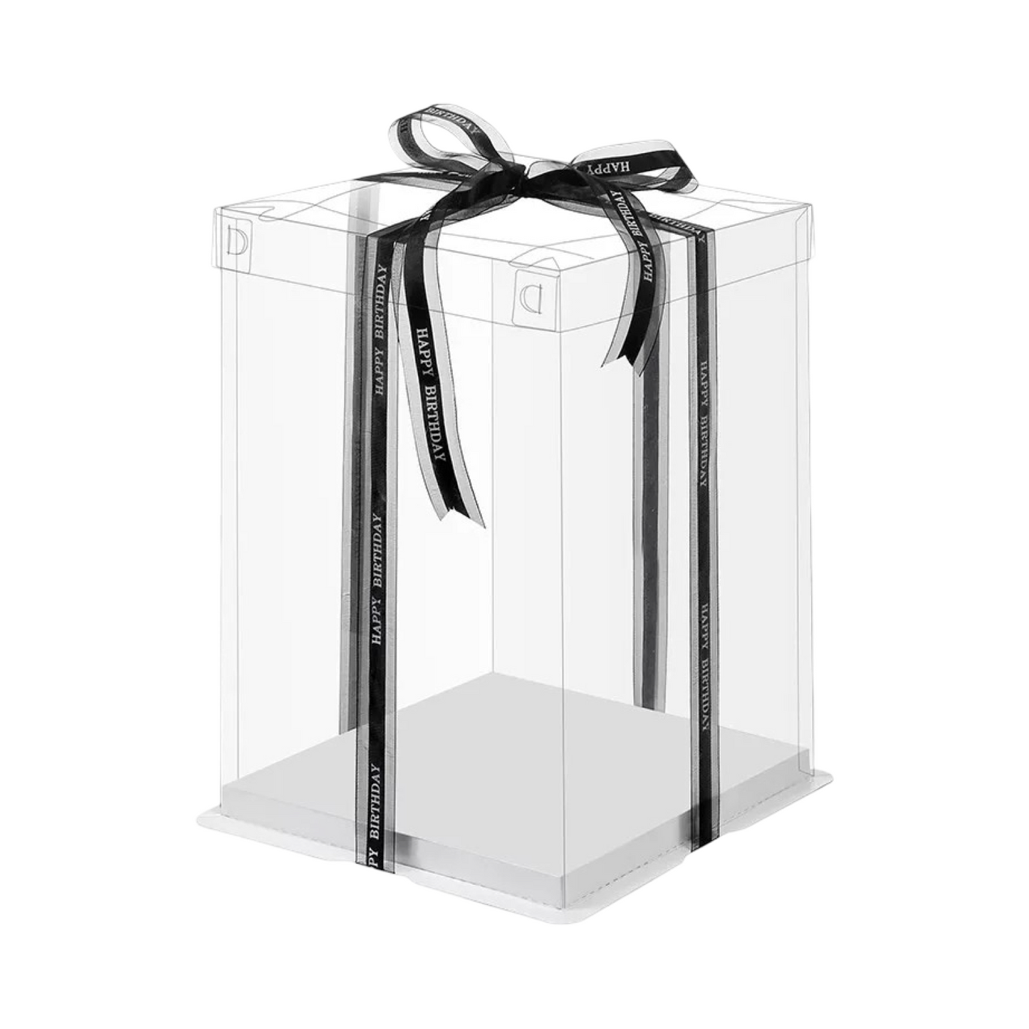 4寸加高芭比透明蛋糕盒[含絲帶,顏色隨機]