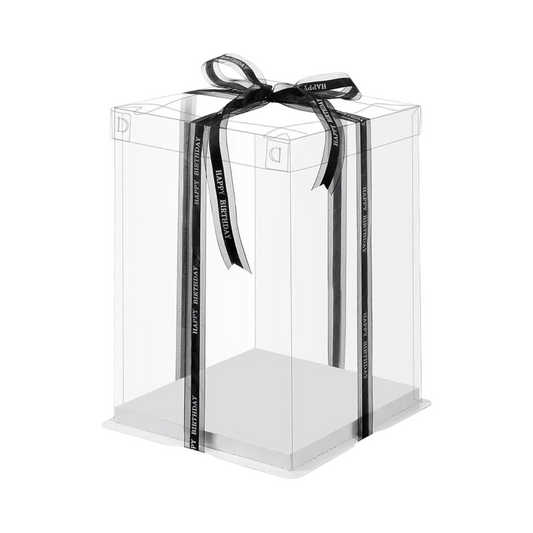 4寸加高芭比透明蛋糕盒[含絲帶,顏色隨機]