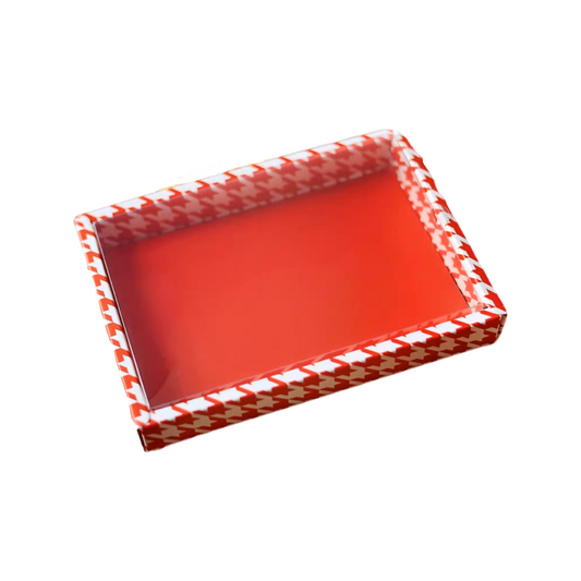 紅格紋長方形禮盒(含透明蓋)